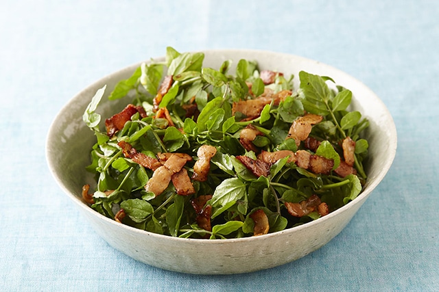 クレソンとカリカリベーコンのサラダ