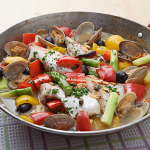 鯛と春野菜のアクアパッツァ風