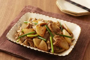 大根と豚バラ肉のゆずぽんず炒め煮