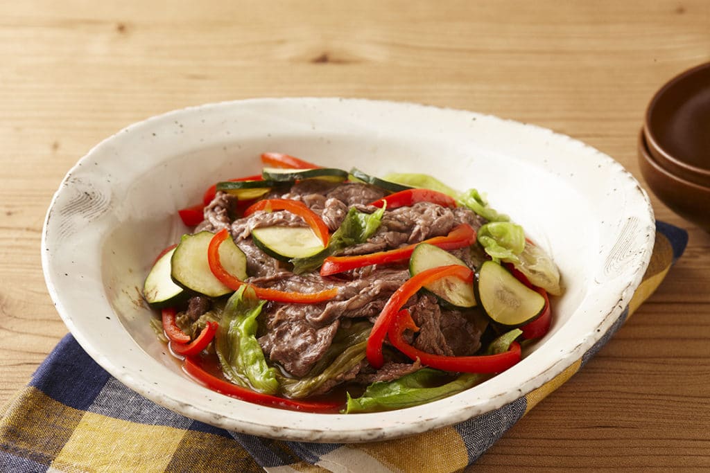 牛肉とレタスの重ねゆずぽんず蒸し