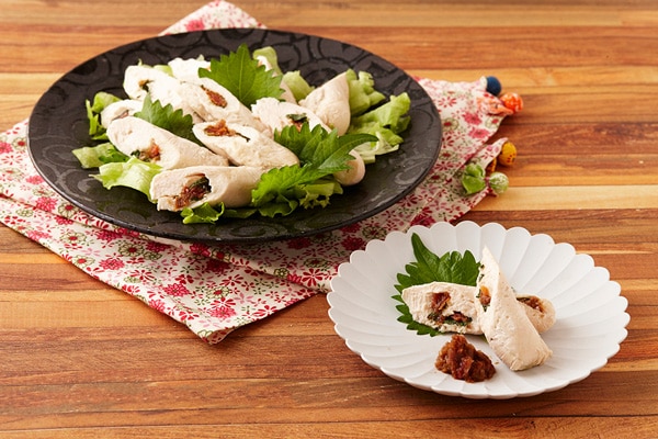 鶏肉の梅ロールぽんずソース