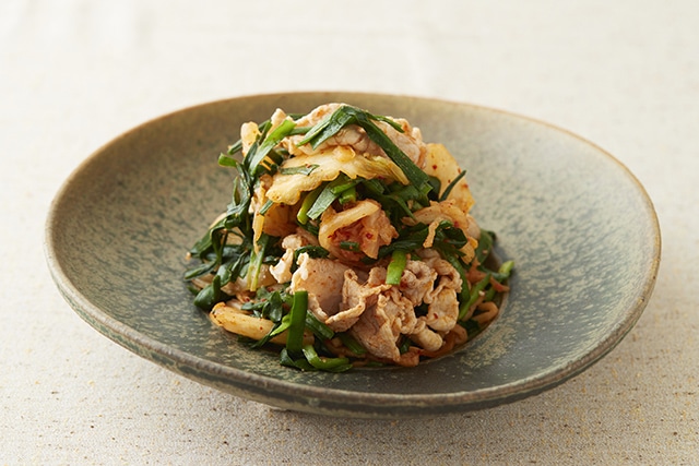 豚肉とにらのまろやかキムチ和え