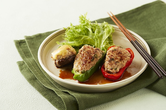 ピーマンと椎茸の肉詰め