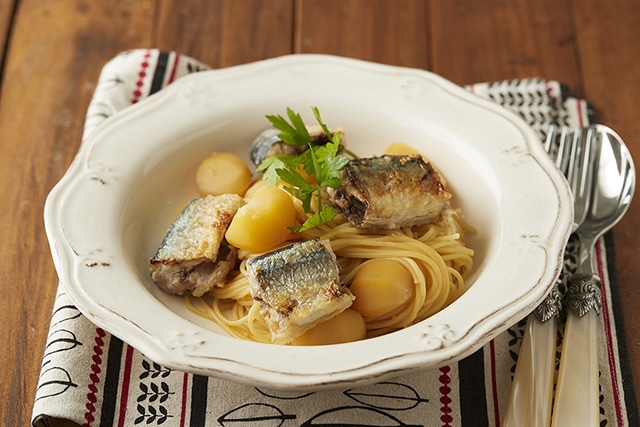 秋刀魚と栗のイタリアンパスタ