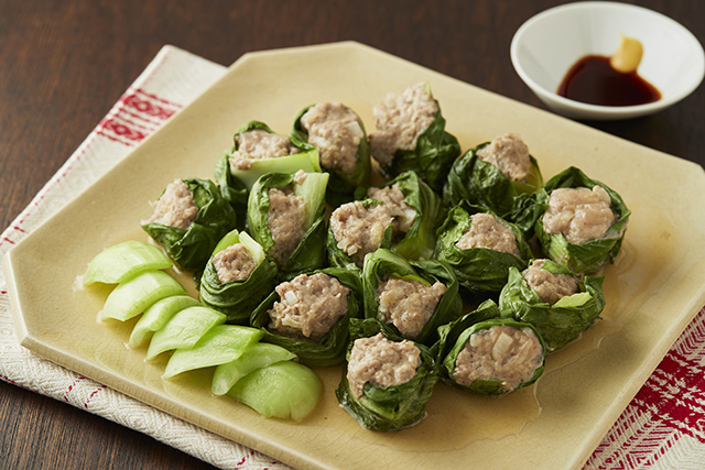 チンゲン菜のレンジシュウマイ