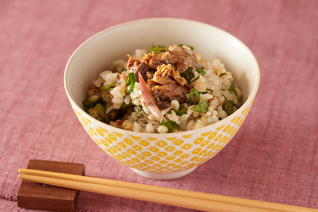 鯖缶と薬味の混ぜご飯