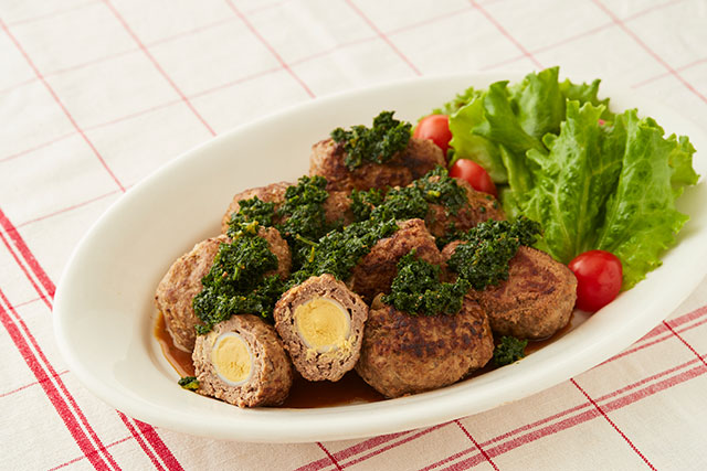 コロコロうずらハンバーグ　和風パセリソース