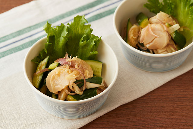 ほたてとみょうがの中華風甘酢和え