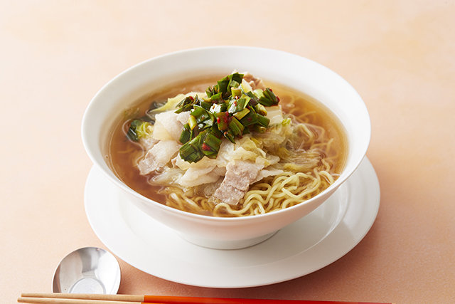 白菜と豚バラの酒蒸しラーメン