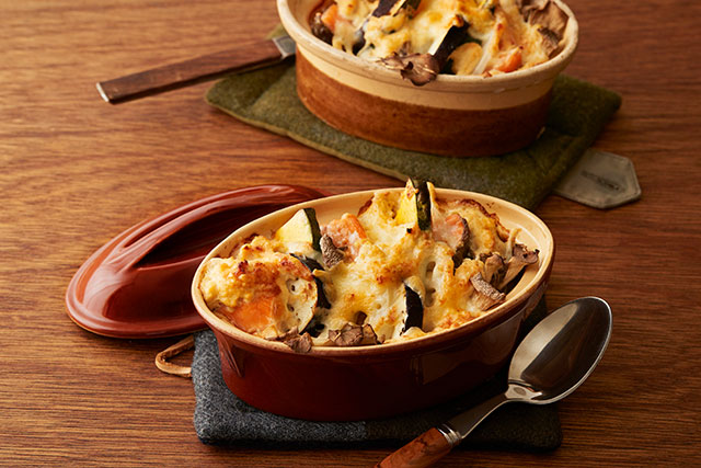 鮭と秋野菜のクリーミーグラタン