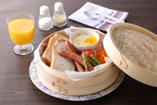 せいろ蒸しで朝ごはんセット