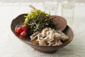 豚肉とインゲン、ミニトマトの塩お浸し